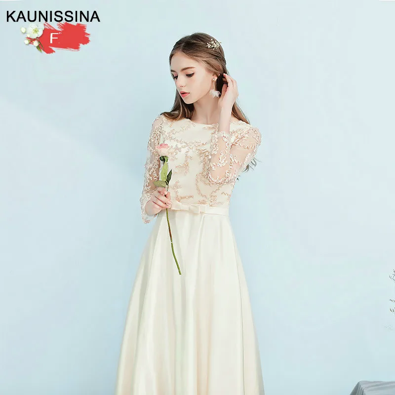 CH F KAUNISSINA, длинные платья для подружек невесты, платья для выпускного, трапециевидные атласные аппликации, свадебные халаты, женское свадебное платье для гостей, Vestido - Цвет: CH F
