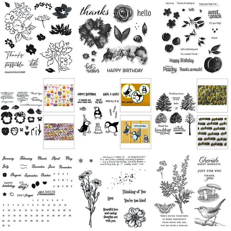 Juego de troqueles de corte de Metal y flores para el día de la madre, sellos transparentes de pingüino para manualidades DIY, tarjetas de felicitación, álbum de recortes, novedad de 2021