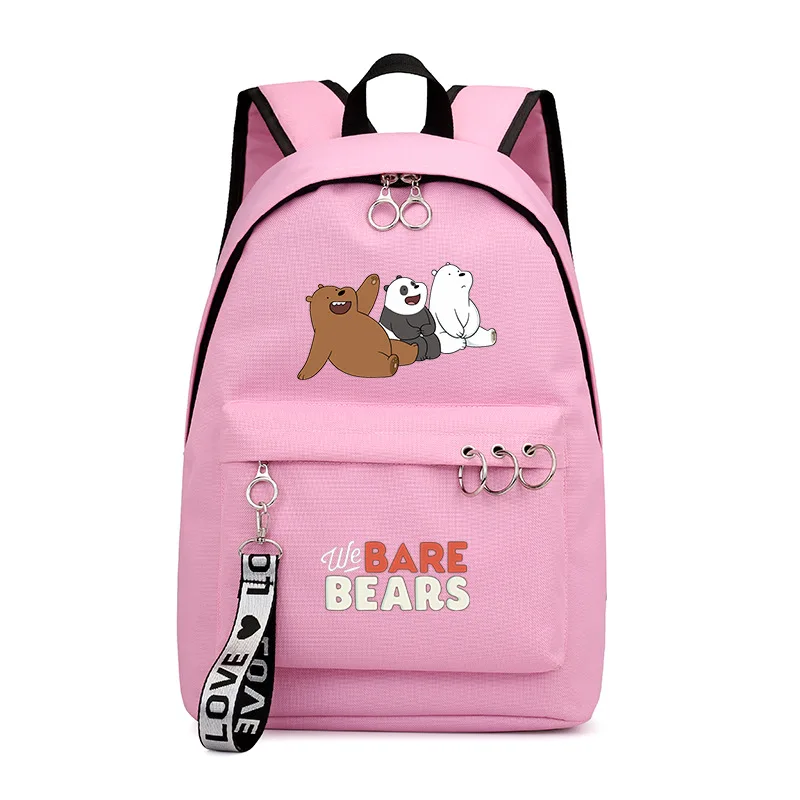 Мы Голые рюкзак с изображением медведей из аниме школьные сумки для книг мужская Группа Mochila Дорожная сумка для ноутбука лента кольцо круг рюкзак для мальчиков и девочек розовый черный - Цвет: Style 21