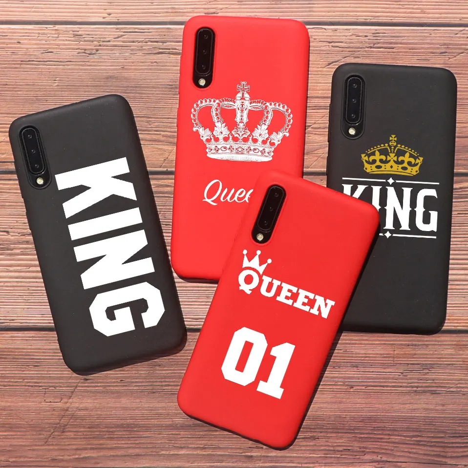 Чехол для Samsung A50 A70 S10 plus S20 S9 Plus S8 из мягкого ТПУ силикона с цитатами king Queen