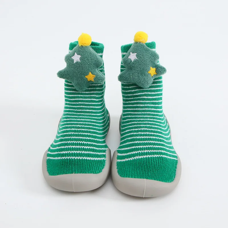 Носки для малышей; нескользящая обувь; носки для малышей; зимние теплые чулки с резиновой подошвой; удобные детские туфли с рисунком