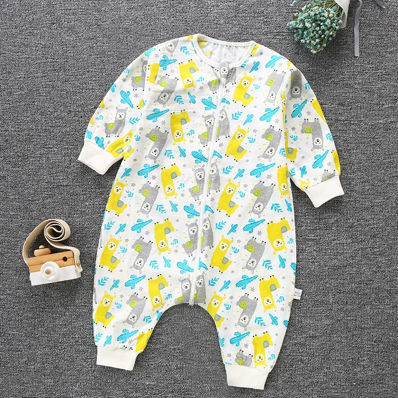 2 слоя лето-осень детское хлопковое муслин спальный мешок с ножками, комбинезон для новорожденных, одежда на рост со спальным мешком детская одежда для сна детская Kick Стёганое одеяло - Цвет: sheep S
