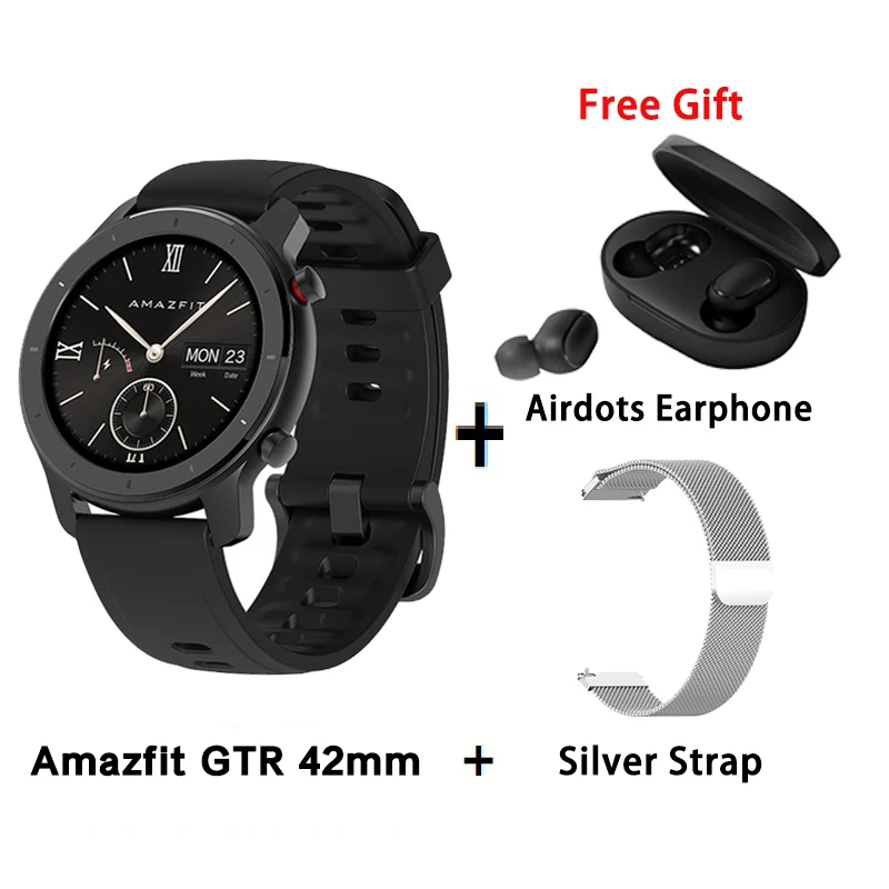 [Глобальная версия] AMAZFIT GTR умные часы 42 мм 5 АТМ водонепроницаемые gps ГЛОНАСС Bluetooth монитор сердечного ритма умные часы - Цвет: B add silver strap