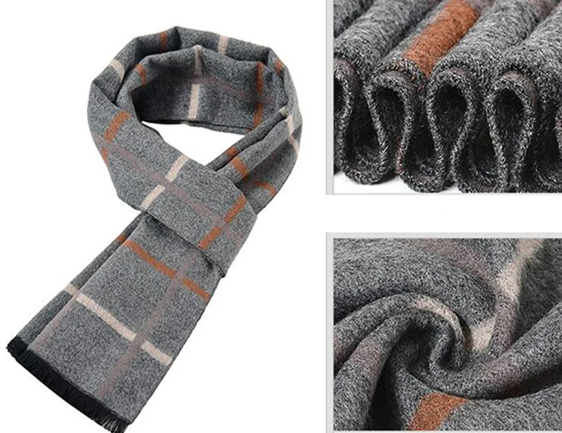 foulard luxury cashmere scarf for men's winter leisure business Plaid neckwear and long Scarves style man gift