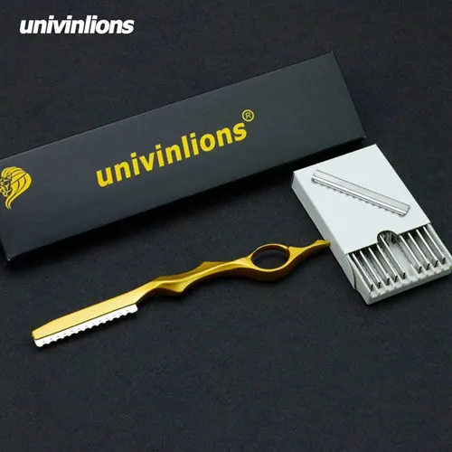 Univinlions 10 шт. лезвия Парикмахерские филировочные бритвы прямые Парикмахерская бритва салон нож для стрижки волос тоньше палочка бритвы - Цвет: B-9-N