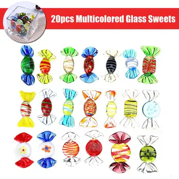 

20pcs/lot Colorful Glass Fake Sweets for Festival Wedding Party Simulation Candy Christmas DIY Decorations Kids Gift