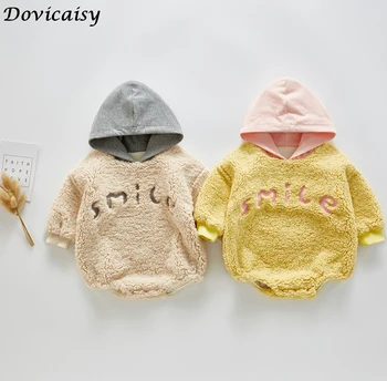 

Winter Baby Girl Bodysuits Korean Baby Bodysuit Baby Plush Warm Triangle Creeper Little Girls Clothing Newborn Bodysuits