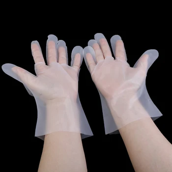 

100PCS Food Grade Disposable PE Gloves Anti-static Plastic Gloves For Food Cleaning Cooking Restaurant Kitchen Accessories