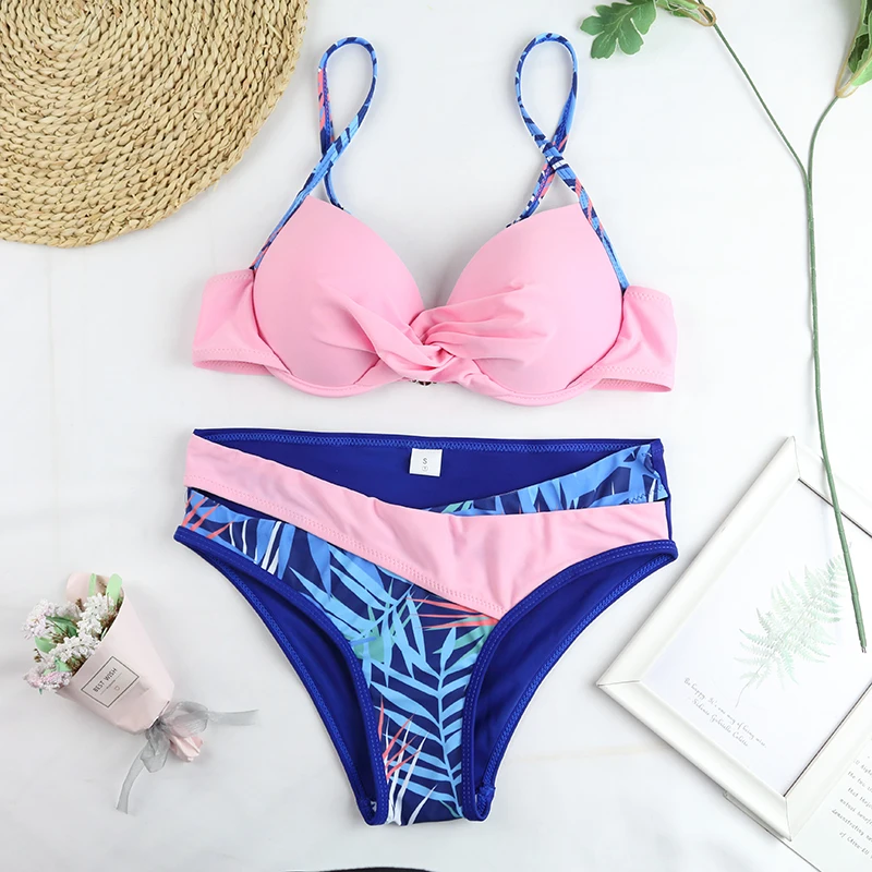 Bikinis 2024 Push Up Bikinis Set Swimwear Women Sexy Retro Swimsuit Print Plus Size Vintage Biquini Bathing Suit Beach Tankini