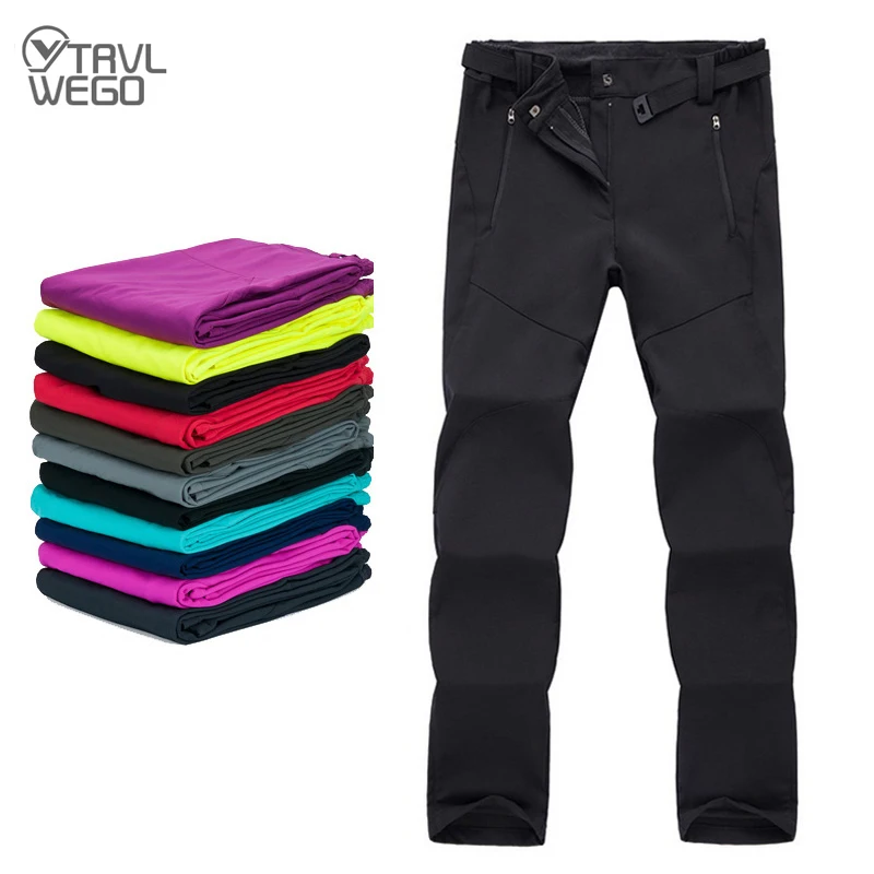 Skiing Pants TRVLWEGO Pants Hiking Skiing Thermal Softshell Snowboard Camping Skating Waterproof Fleece for Women Outdoor Trekking Trousers
