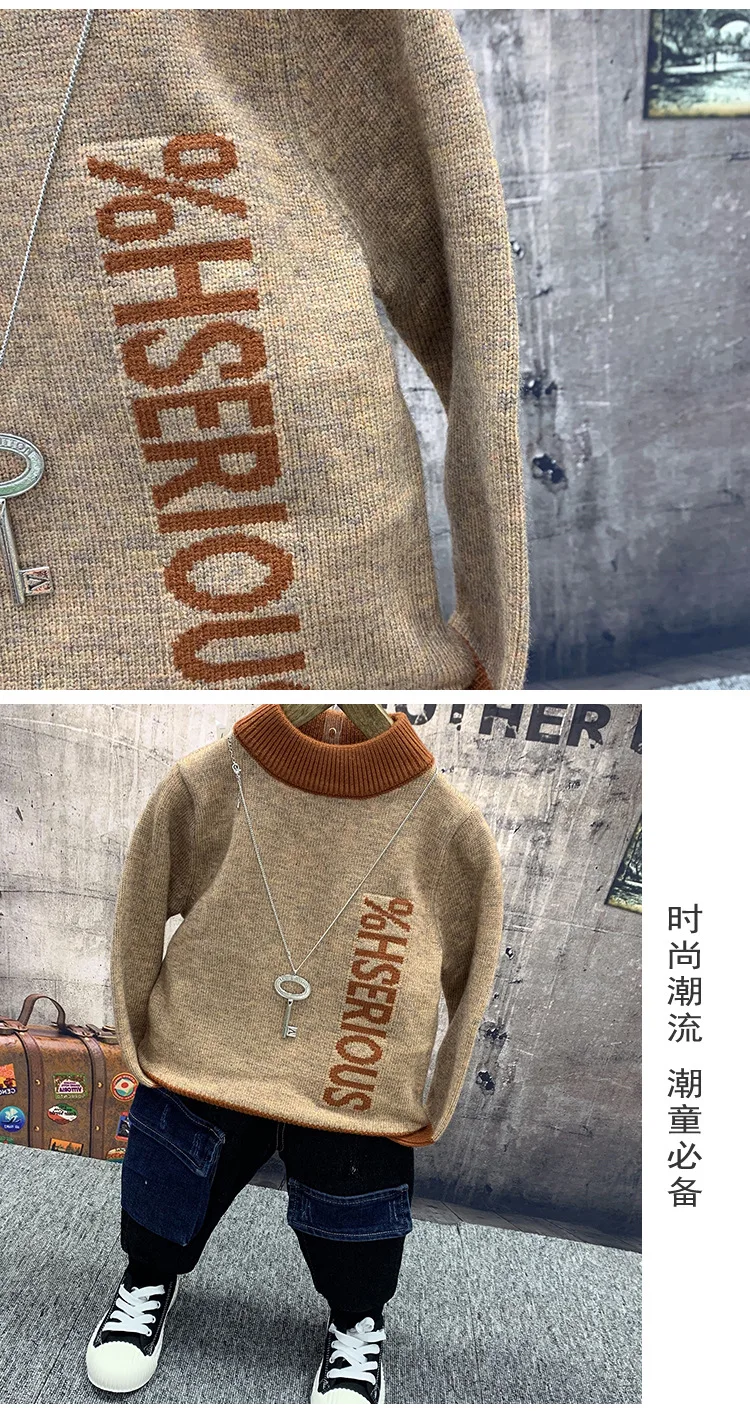 Baby Boys Clothing Sets winter Children's Warm knit sweater, thick jeans 2pcs Suits boys Sports Kids Clothes Fashion Clothes 2-6