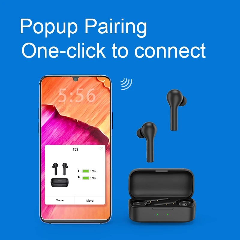 QCY T5S wireless bluetooth headset in-ear sports with 35h long battery