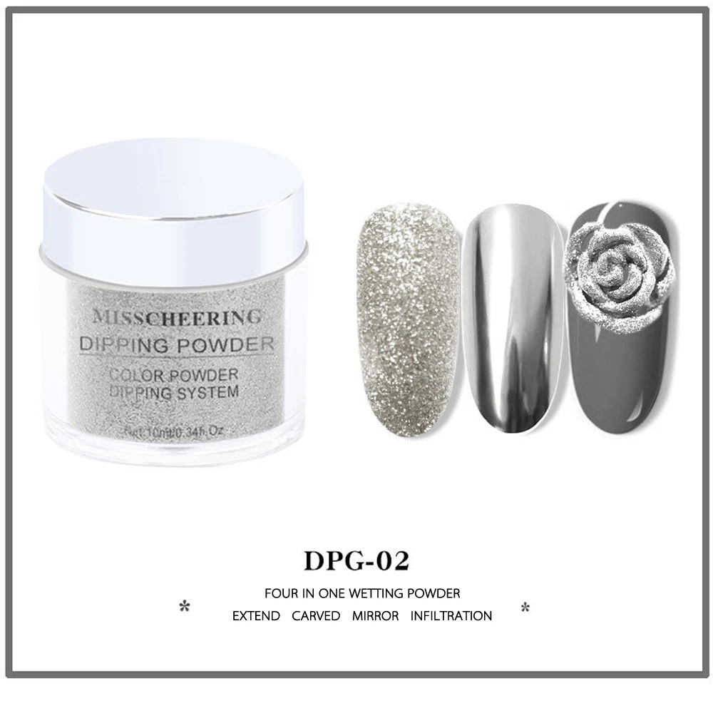 DPG-02 10 г зеркальный блеск для ногтей порошок металлический цвет окунание ногтей порошок хромированные хлопья пигмент пыль украшения Маникюр - Цвет: DPG-02