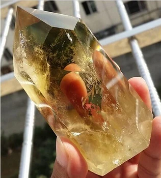 

ying A 324NATURAL Citrine QUARTZ CRYSTAL WAND POINT HEALING (0601)