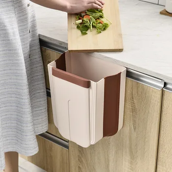 

Kitchen Folding Trash Can Plastic Retractable Trash Box Car-Mounted Wall-Mounted Trash Can Storage and Finishing Portable storag