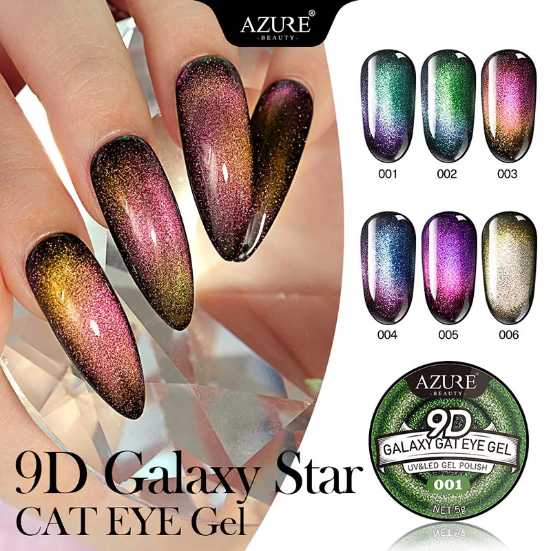 Azure beauty 6 шт./лот Galaxy Гель-лак для ногтей с эффектом «кошачий глаз» Хамелеон Гель-лак Полупостоянный впитывающий УФ/светодиодный