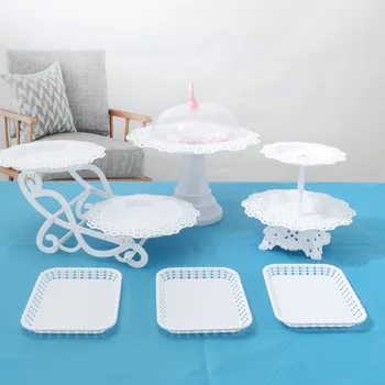 

3 Tier Cake Stand Afternoon Tea Wedding Plates Party Tableware Bakeware Plastic Tray Dessert Display Rack Cake Decorating Tools