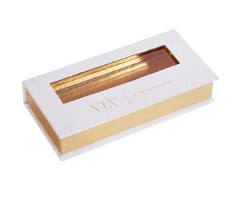 

Matte Lamination Full Colored Printing Cosmetic Packaging Paper Box For Eyelash Packing With Clear PVC Window ---PX2017