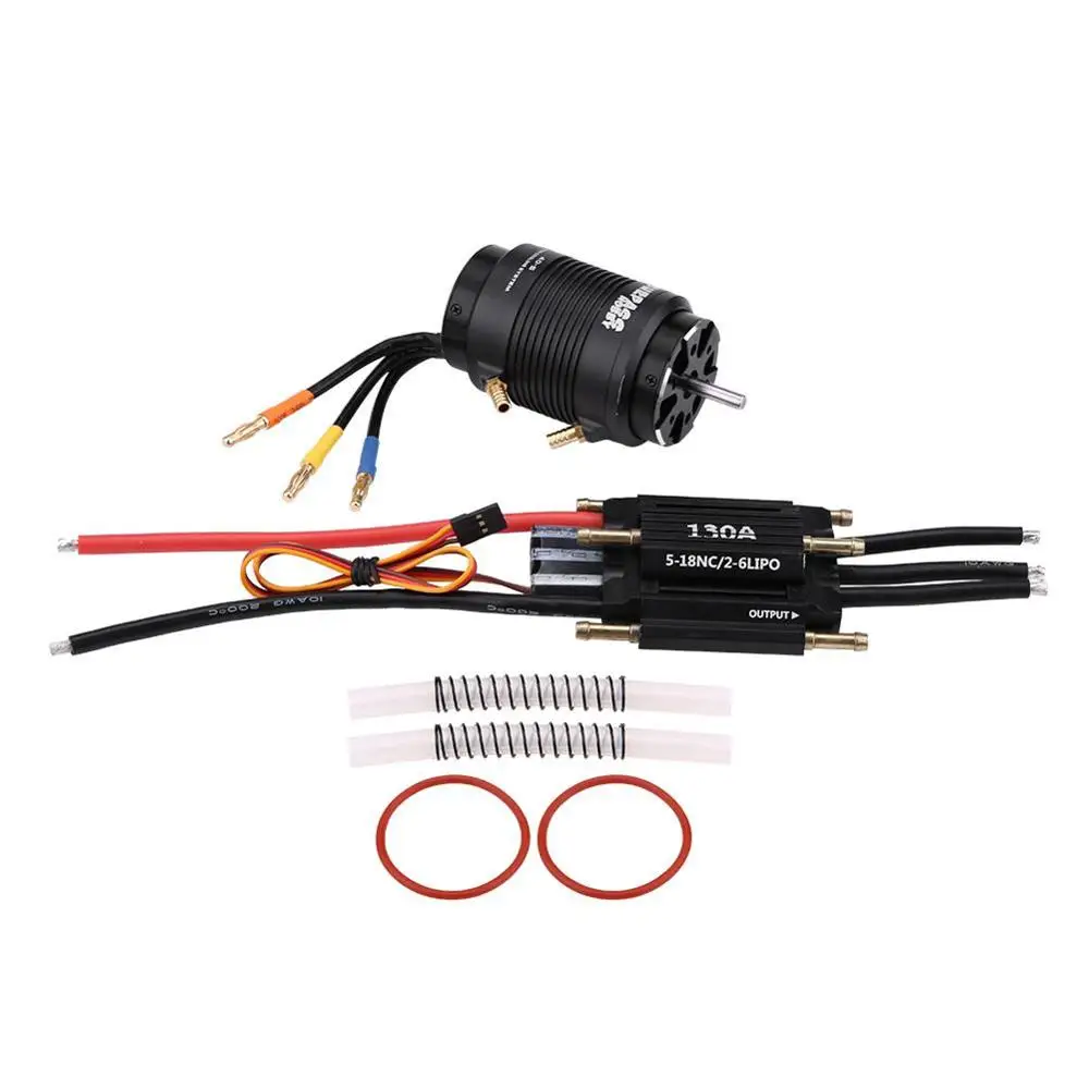 4074 2000KV 4 Poles Brushless Motor + 40-S Water Cooling Jacket +130A/90A  Waterproof ESC for 1000mm RC Boat Model Accessory