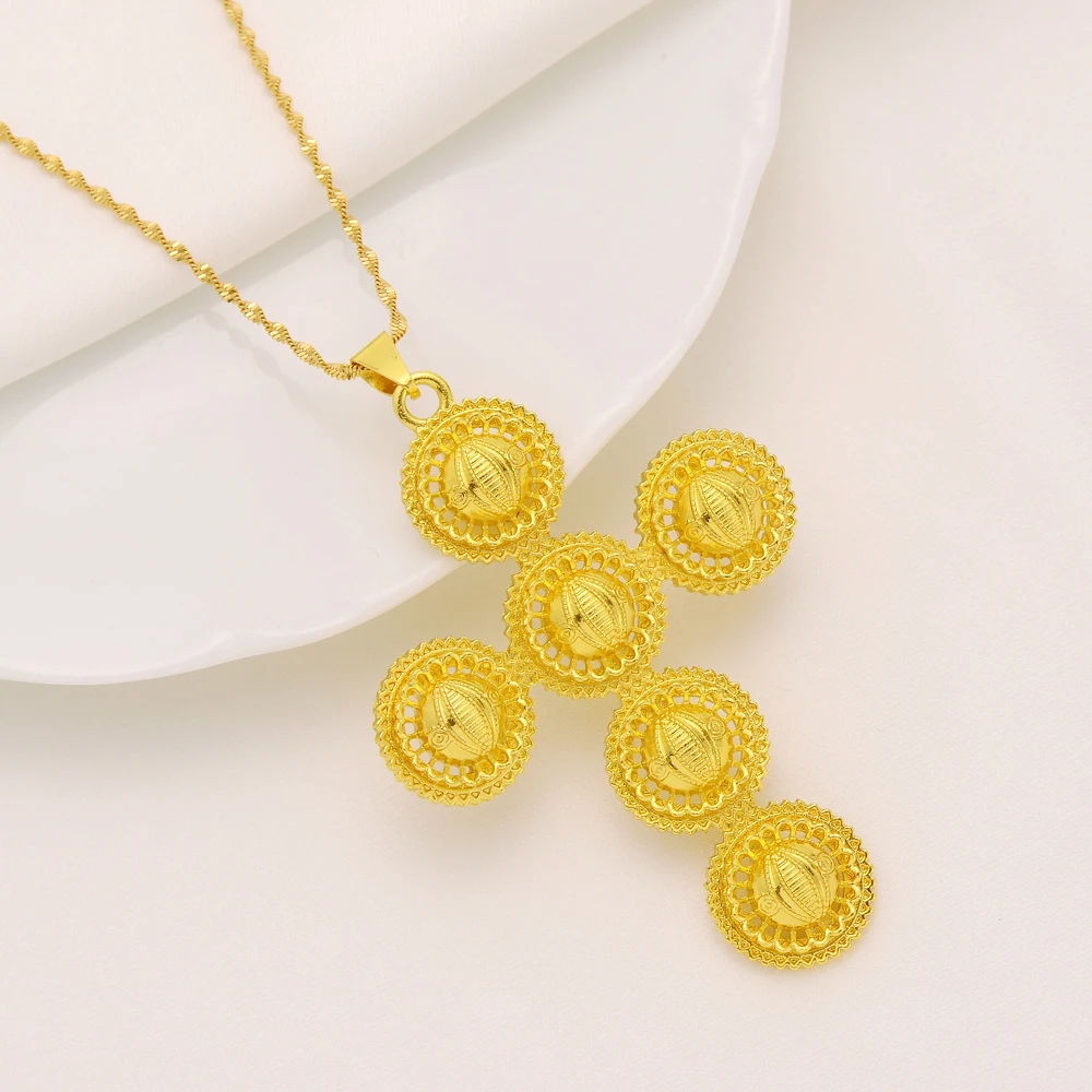 Ethiopian Big Cross Zircon Pendant 