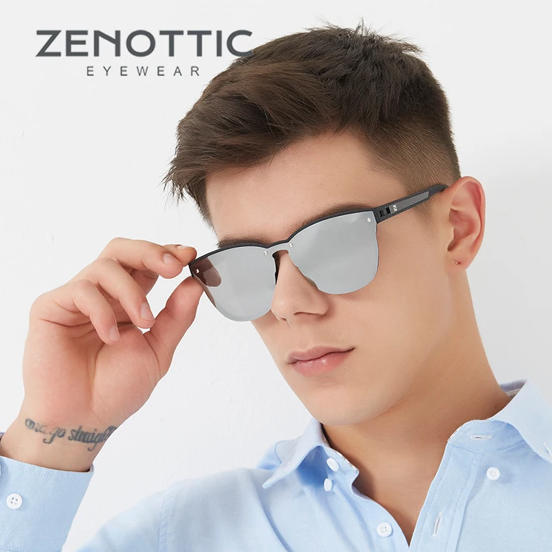 Солнцезащитные очки ZENOTTIC без оправы квадратные мужские UV400 градиентные