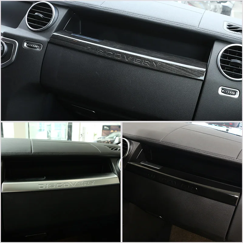 DIYUCAR ABS Chrome Interior Glove Box Molding Cover Trim For Discovery 4 LR4 2010-2016 Car Accessory Black Wood Grain 