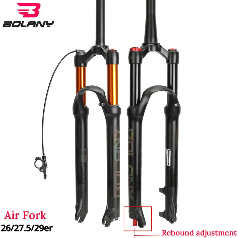 BOLANY – fourche de vélo à Air Solo, avec réglage de rebond, Suspension avant de vtt 1/26/27/29 pouces, droite/conique, RL/LO, libération rapide