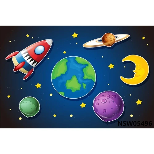 Вселенная Космос солнечная система планета астронавт детский душ Мальчик День Рождения фон самолет фотография фон для фотостудии - Цвет: NSW05496