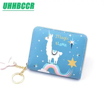 

High quality Women's Wallet Lovely Cartoon Animals Short Leather Female Small Coin Purse Hasp Zipper Purse Card Holder For Girls