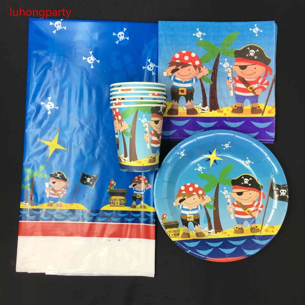 Coco пират Русалка Лодка 20 штук салфетка + 20cup пластина 1Tablecover для детей подарок на