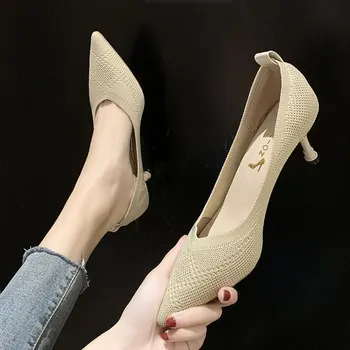 

New set of foot single-heeled heeled rubber pointed shallow mouth-heeled sandals
