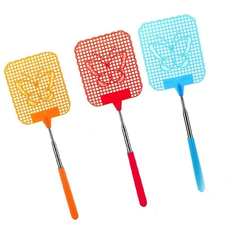 

New Pocket Extendable Fly Swatter, Travel Partner, Strong Flexible Manual Swat Durable Telescopic Handle - Pack of 3