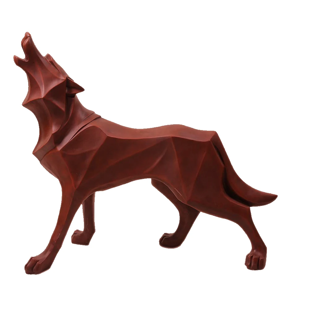 

Portable Geometric Ornament Simulation Animal Decoration Standing Wolf Statue Art Office Resin Gift Home Table Craft