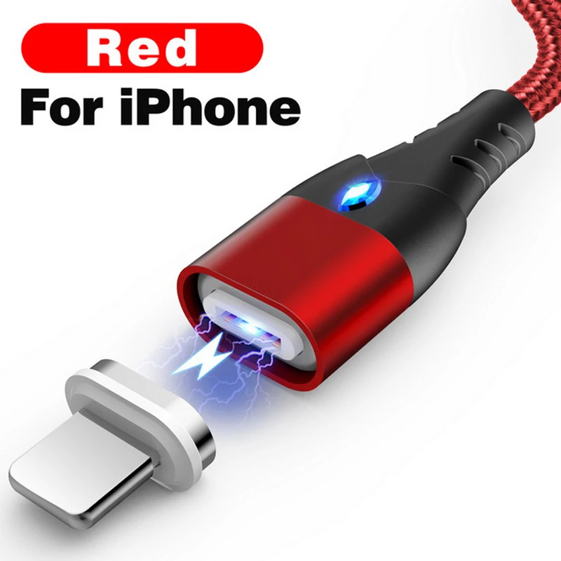 iPhone Red Магнитный кабель Venroii mi cro usb type C для samsung S8 S9 S10 Xiaomi mi 9 3A huawei P20 Быстрая зарядка type-C Магнитный зарядный шнур - Цвет: iPhone Red