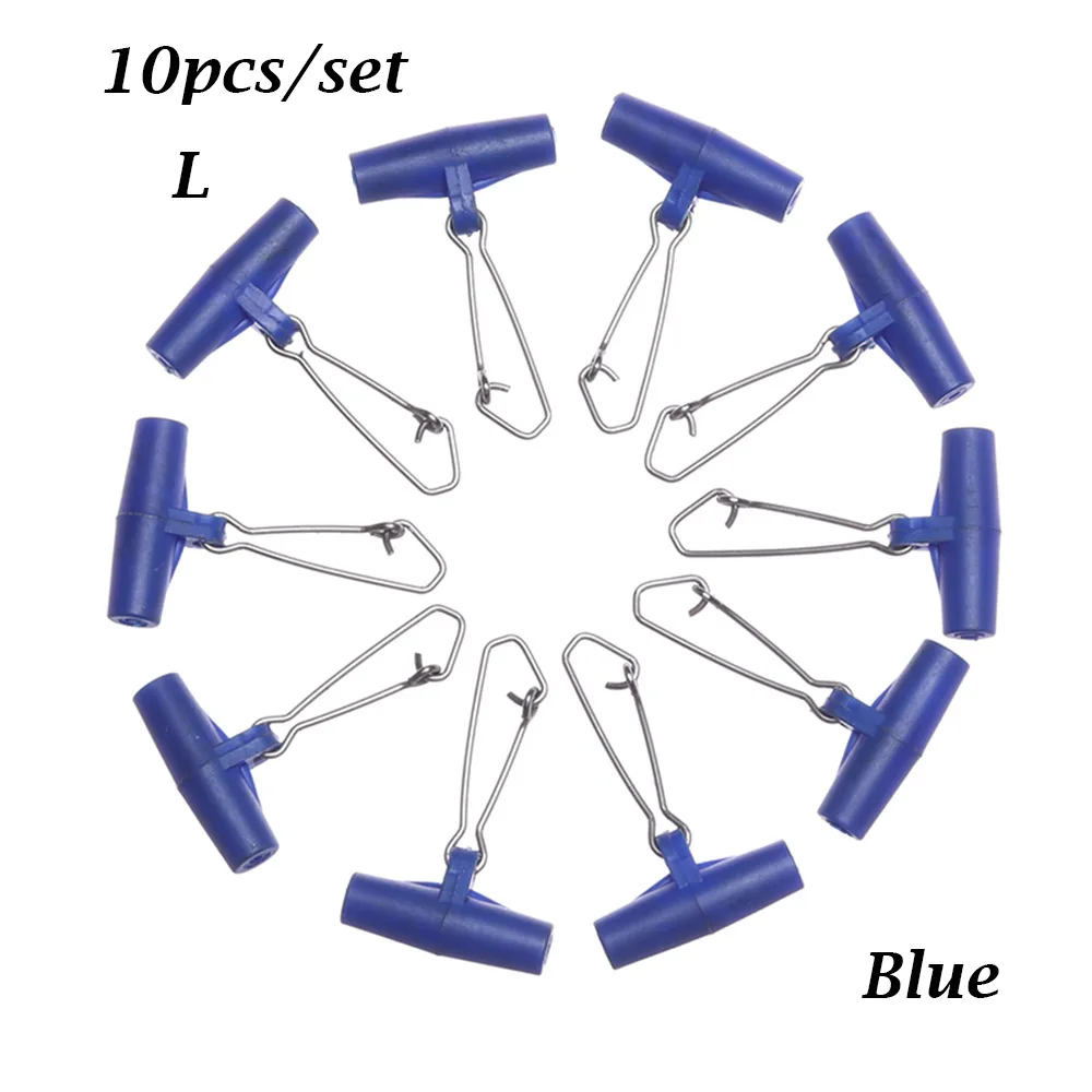 10 шт. пластиковая головка Поворотная с крючком рыболовная грузила Slip клип прозрачная оснастка рыболовная масса горка для оплетки рыболовная леска S L - Цвет: Blue - L
