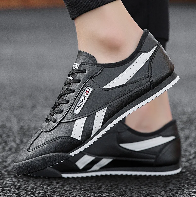 New Fashion Leather Comfortable Casual Sneakers Men Jogging Agam Sports Shoes Soft Breathable Wear-resistant Walking Shoes