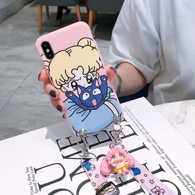 As shown in Чехол для телефона SAM S10 plus с милым 3D рисунком Сейлор Мун для samsung S6/S7 edge/S8/S9 plus/S10e/Note4/5/8/Note9 задняя крышка с рисунком+ игрушка+ ремешок - Цвет: As shown in