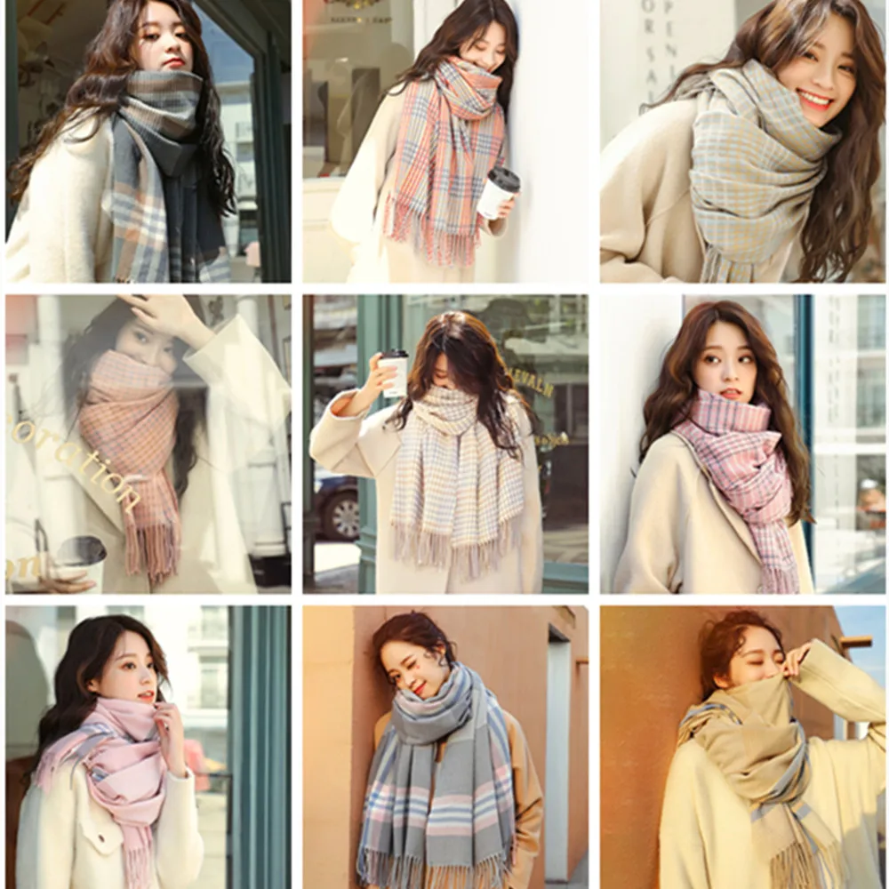 Женский зимний 2020 новый модный шарф из искусственного кашемира в елочку