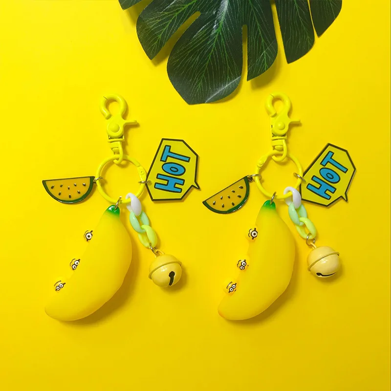 2019 Новая супер милая маленькая желтая плюшевая игрушка банан брелок цепочка