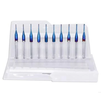 

GTBL 10Pcs 3.175 Shank Blue Coated Cnc End Mills Carbide Milling Cutter Cnc Router Bit For Milling Machine Pcb Engraving 2.5 Mm