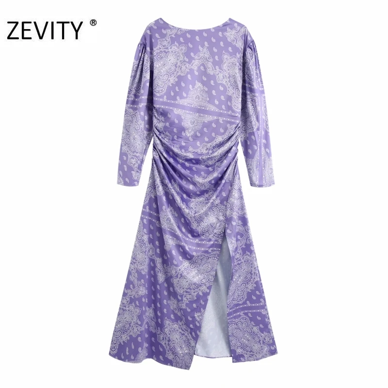 ZEVITY Новое Женское винтажное платье орехи кешью Печать Повседневная тонкая