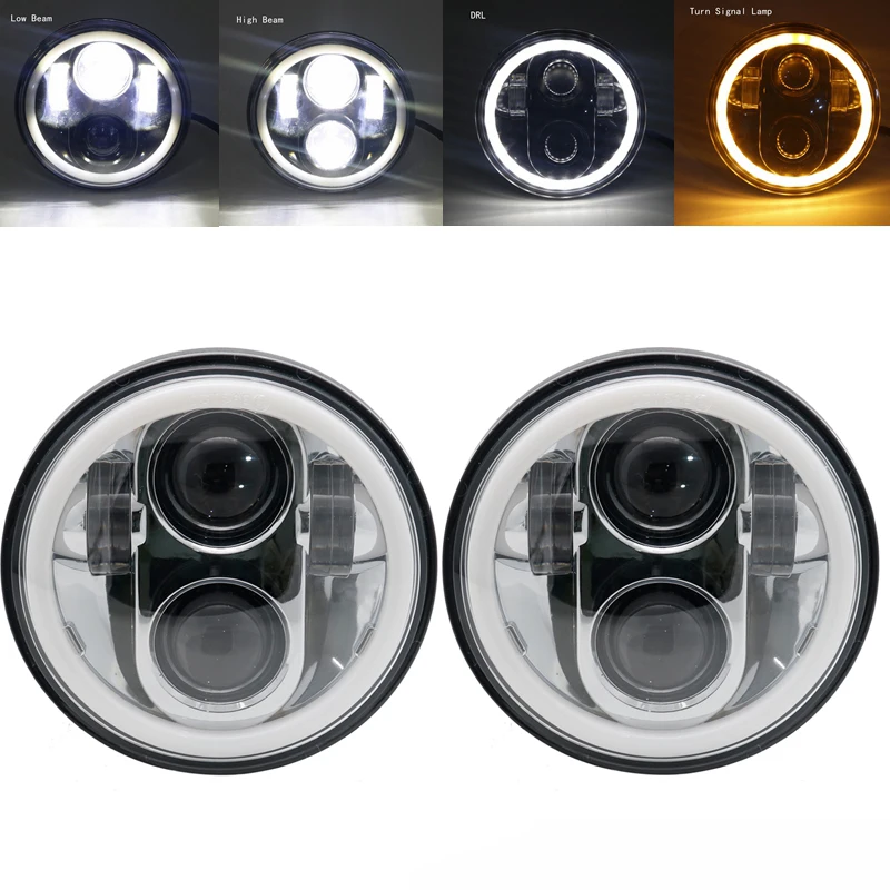 2pcs chrome halo 5-3/" 5,75 дюймов мотоцикл мото светодиодный проектор Halo фара 5,75 дюймов лампа корпус ведро для Sportster 883 XL1200 железо - Цвет: 2pcs chrome halo