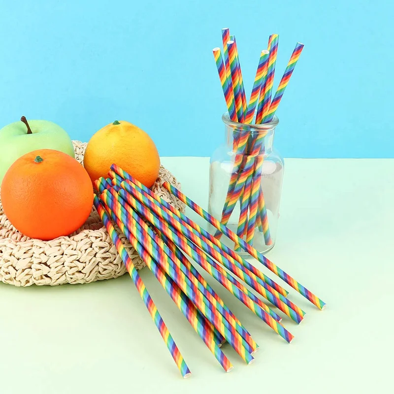 

Rainbow Paper Siphon Party Environmental Protection Rainbow Siphon Wedding Birthday Decoration Disposable Pipette Mixing