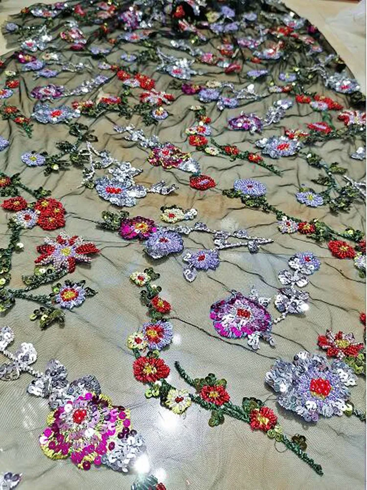 Heavy industry hand-beaded high quality French mesh lace fabric high-end dress evening design African Nigerian | Дом и сад