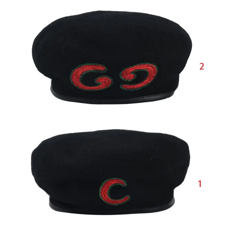 Корейские женские и мужские фетровые береты из искусственной шерсти C GG вышитая шапочка F3MD