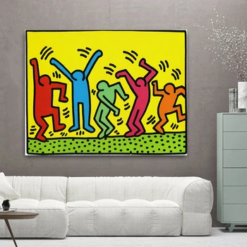 

Modular Canvas Home Decor Keith Haring Abstract Wall Art Watercolor Pictures Paintings for Living Room Artwork No Frame