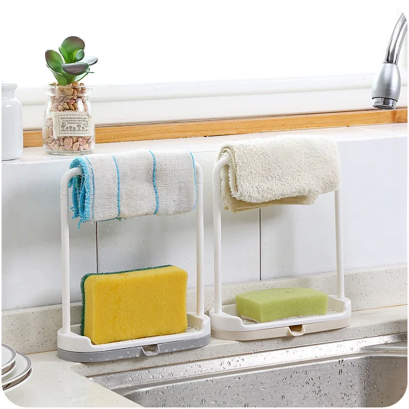 

Kitchen Plastic Rag Storage Rack Hole-Free Kitchen Table Top Dish Cloth Towel Draining Storage Rack
