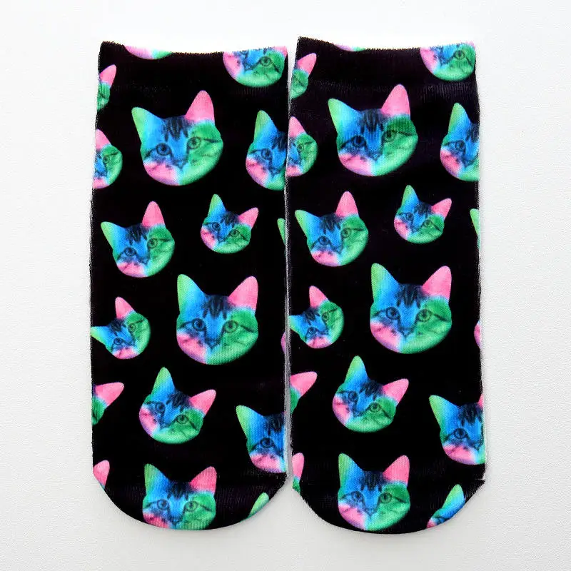 Милые разноцветные носки с принтом женские носки до щиколотки Мультяшные животные Единорог носки с принтом смешные короткие носки для женщин k8 - Цвет: 475