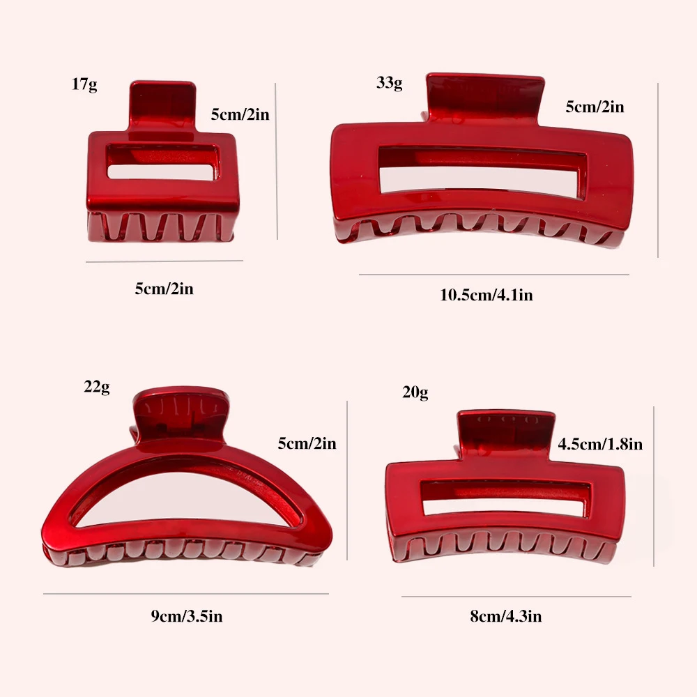 High Quality Red Series Geometric Acetate Hair Claws Large Square Hair Crabs Clip Hair Clamps For Women Hair Accessories Gift flapper headband