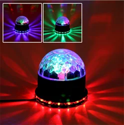 220v ue plug led cristal bola mágica projetor laser luz da noite dj rotativa bola de discoteca luzes do palco para a festa de casamento em casa decoração
